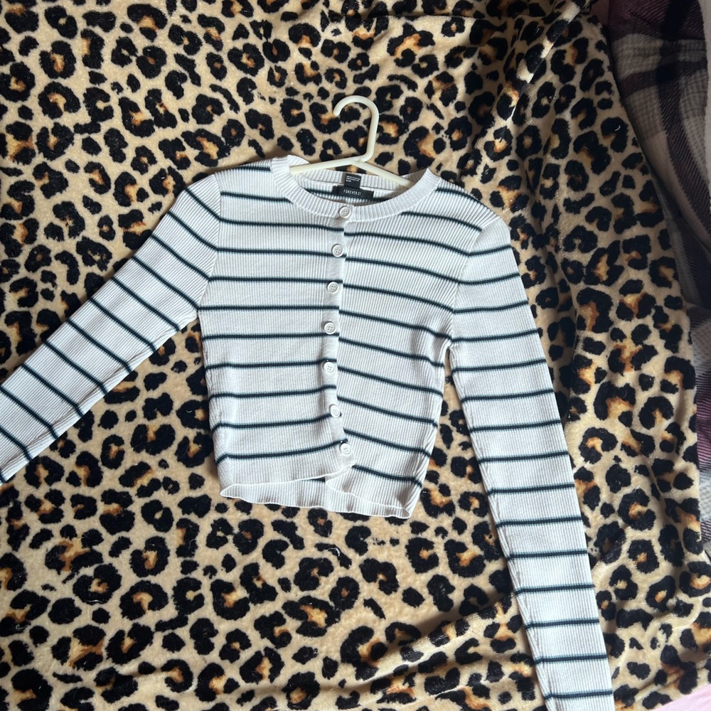 Striped button up crop top